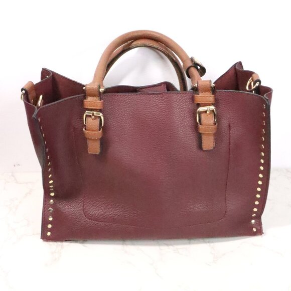 Andrew Marc New York Mahogany Burgandy Brown Vegan Leather Satchel Handbag Purse - Picture 6 of 15